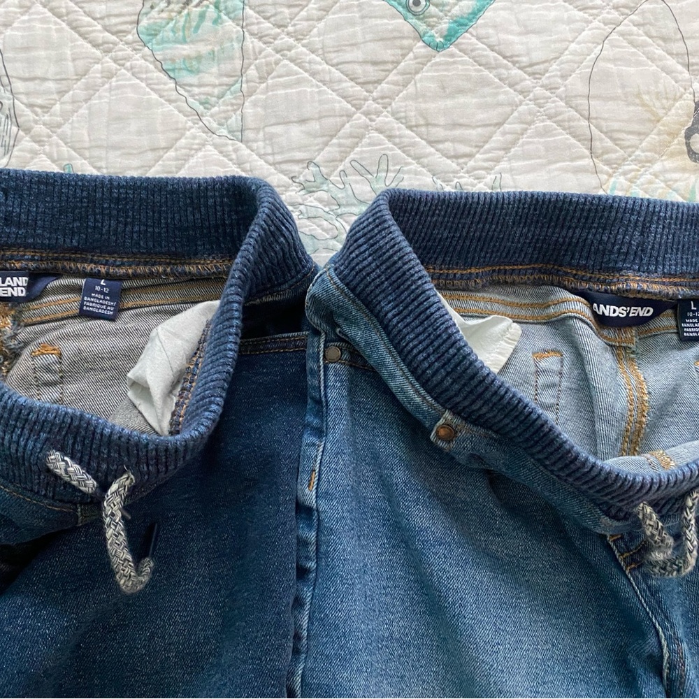 Boys size L 10-12 Lands End Pull On Jean & Old Navy Flannel Shirt Lot - Picture 3 of 6